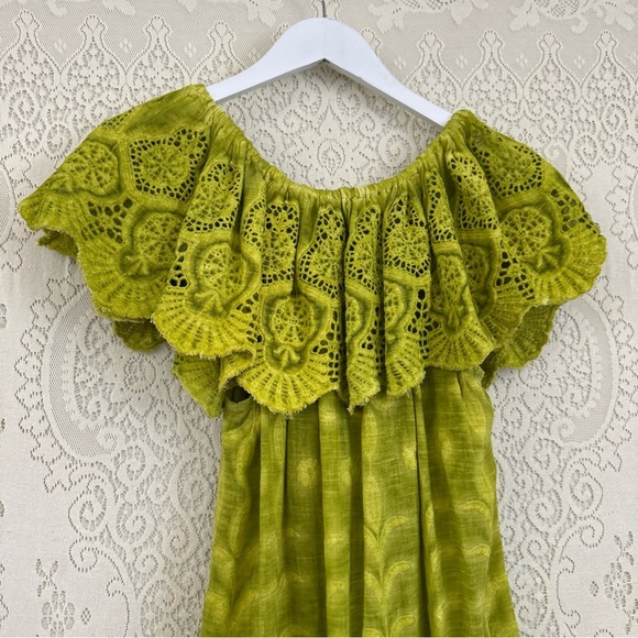 Soft Surroundings Chartreuse Eyelet Senorita Dress - Picture 10 of 12